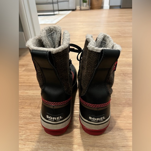 Sorel Tivoli Brown Herringbone Rain and Winter Waterproof Women’s Ankle Boots - Picture 4 of 6